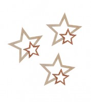 Streudeko aus Holz mit Glitter "Sterne" - rosegold - 12 Stück