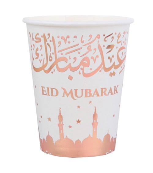 Pappbecher "Eid Mubarak" - rosegold - 10 Stück