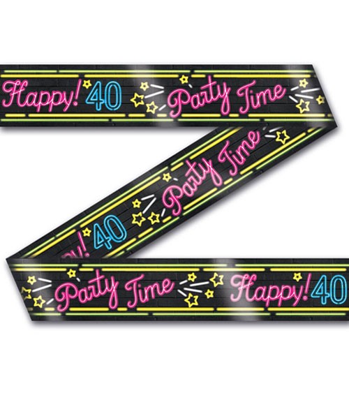 Absperrband "Happy 40" - Neon - 12 m