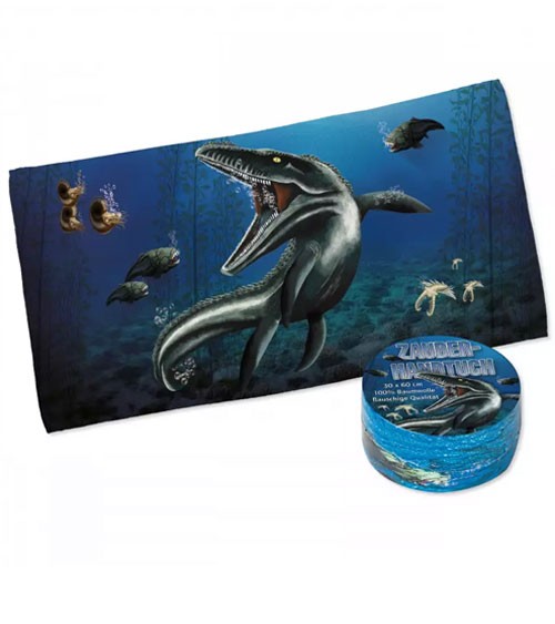 Zauberhandtuch "Unterwasser-Dino" aus Baumwolle - 60 x 30 cm
