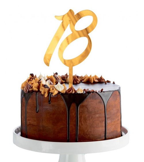 Cake-Topper aus Acryl "18" - 7 x 12 cm