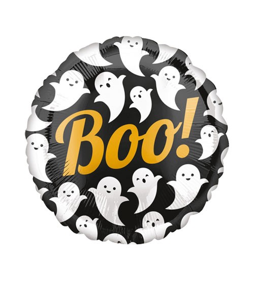 Runder Folienballon mit Gespenstern "Boo!"