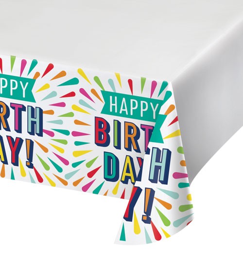 Papier-Tischdecke "Birthday Colours" - 137 x 259 cm
