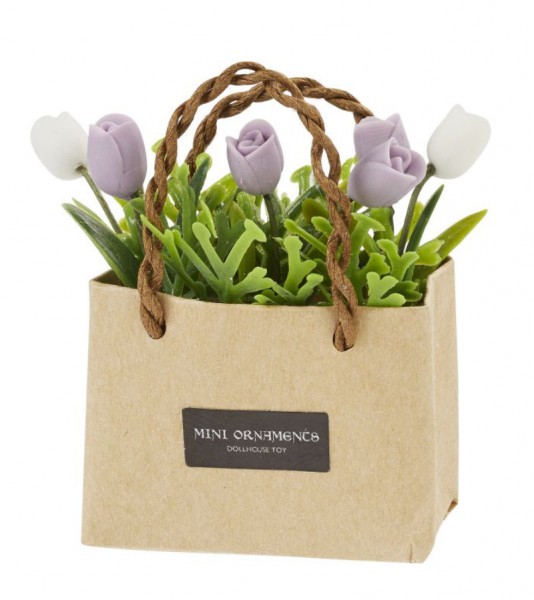 Papiertasche mit Blumen - 4 x 3 x 2 cm