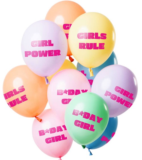 Luftballon-Set "Bday Girl" - Pastell - 12-teilig