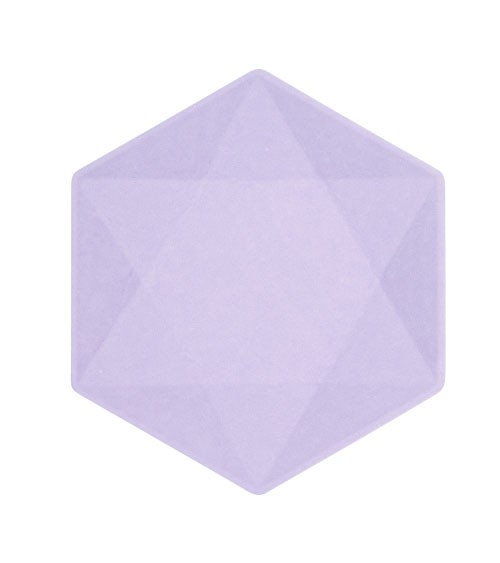 Sechseckige Zuckerrohr-Teller - lavendel - 20 cm - 6 Stück