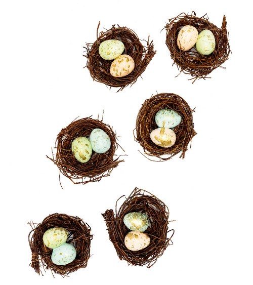 Kleine Osternester mit Eiern - dunkel - 6 cm - 6 Stück