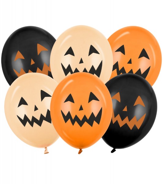 Luftballons-Set "Kürbisse" - schwarz, orange, mandarine - 6-teilig