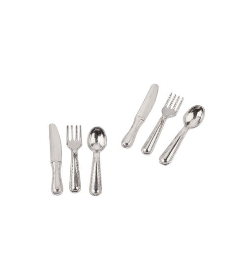 Miniatur Besteck - silber - 2 cm - 12-teilig