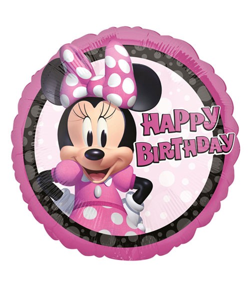 Runder Folienballon "Minnie Mouse" - Happy Birthday - 43 cm