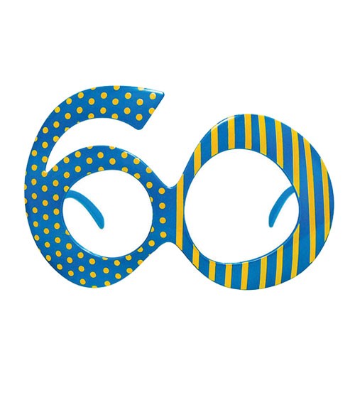Partybrille "60" - türkisblau/gelb