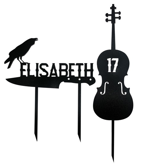 Dein Cake-Topper Set "Cello & Messer" - Wunschtext