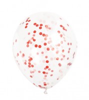 Konfetti-Ballons - rot - 30 cm - 6 Stück