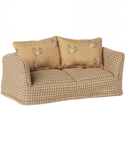 Couch - kariert - gelb - 18 x 7,5 x 9 cm