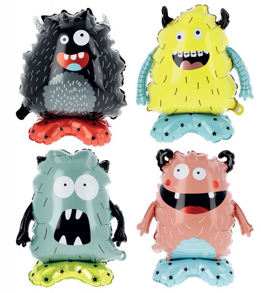 Stehende Folienballons "Monster Bash" - 4-teilig - 35 x 40 cm