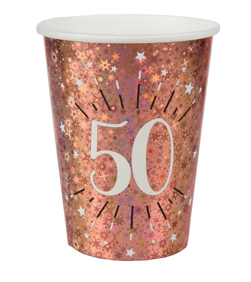 Pappbecher "Sparkling Rosegold" - 50. Geburtstag - 10 Stück