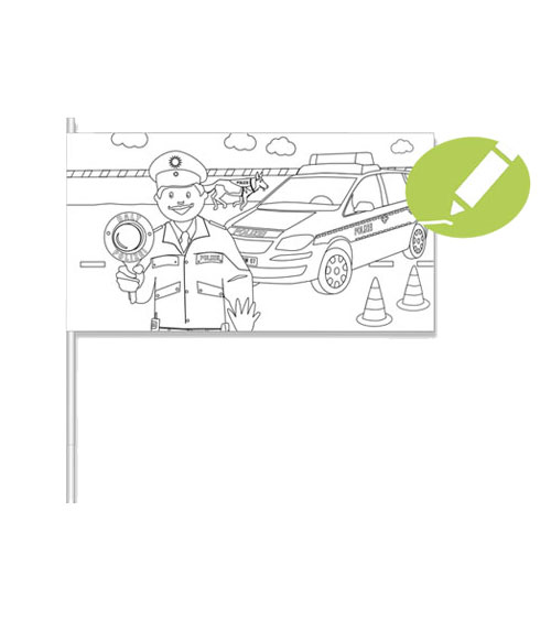 Papierflaggen zum Ausmalen &quot;Polizei&quot; 8 Stück