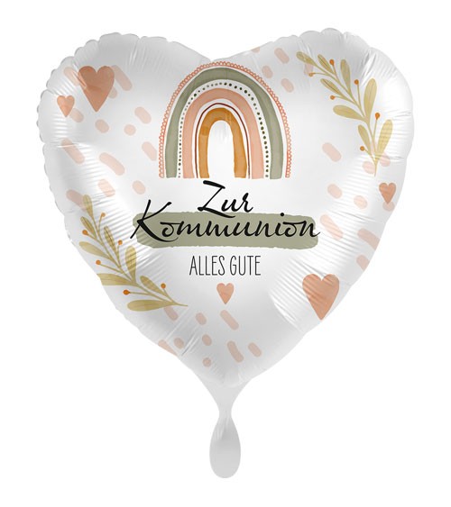 Herz-Folienballon "Zur Kommunion alles Gute" - Rainbow - 43 cm