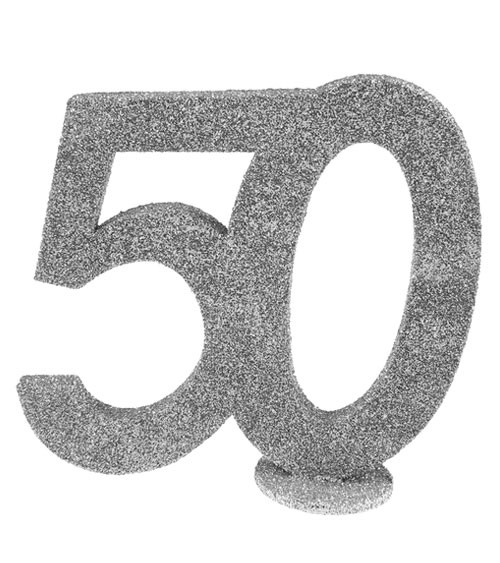 Tischaufsteller "50" - silber - 11 x 10 cm