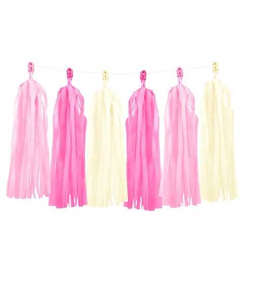 DIY Tassel-Girlande - rosa, pink, creme - 1,5 m