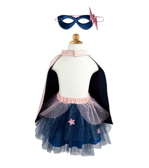 Super-Duper Tutu, Umhang & Maske - navy, rosa - 4-6 Jahre