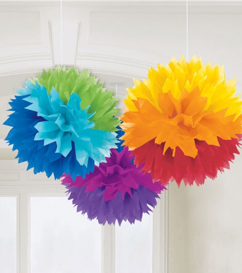 Pom Pom Set - Regenbogen - 3-teilig - 40 cm