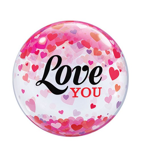 Kugelballon "Love You" mit Herzen - 56 cm