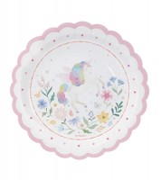 Kleine Pappteller "Flower Unicorn" - 6 Stück