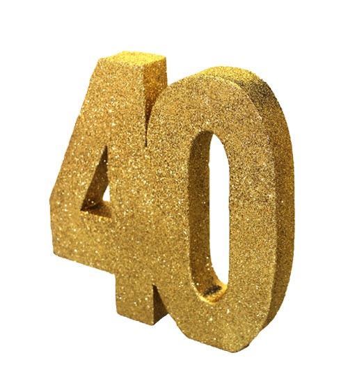 Tischdeko Zahl "40" - glitter gold - 20 cm