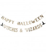Girlande "Happy Halloween Witches & Wizards" - 2-teilig