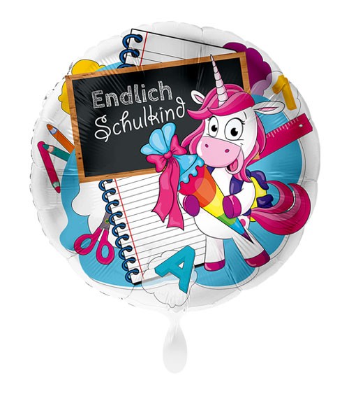 Folienballon "Endlich Schulkind" - Einhorn