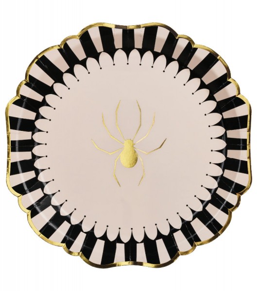 Pappteller mit goldener Spinne - 6 Stück