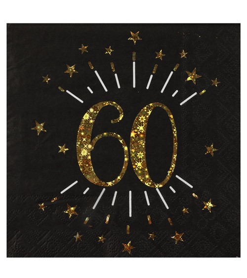 Servietten "Sparkling Gold" - 60. Geburtstag - 10 Stück