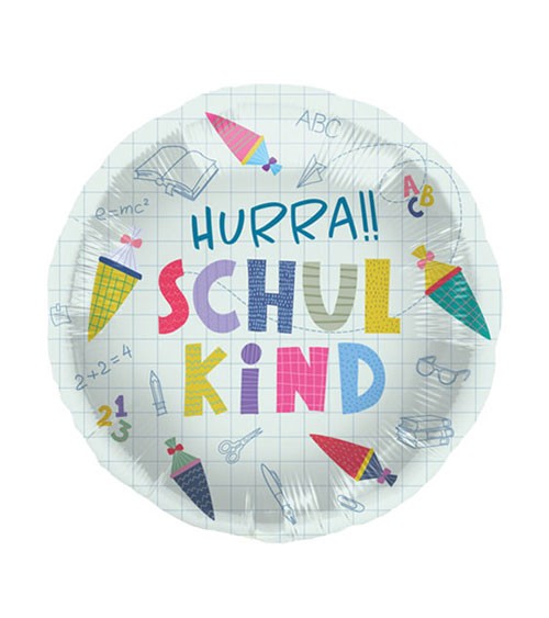 Folienballon "Bunter Schulanfang" - Hurra Schulkind - 45 cm