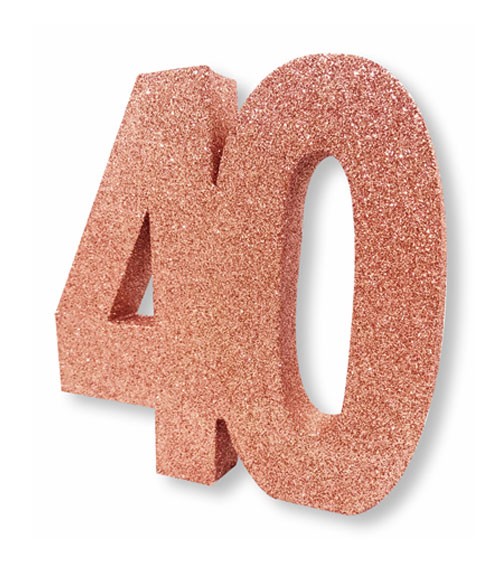 Tischdeko Zahl "40" - glitter rosegold