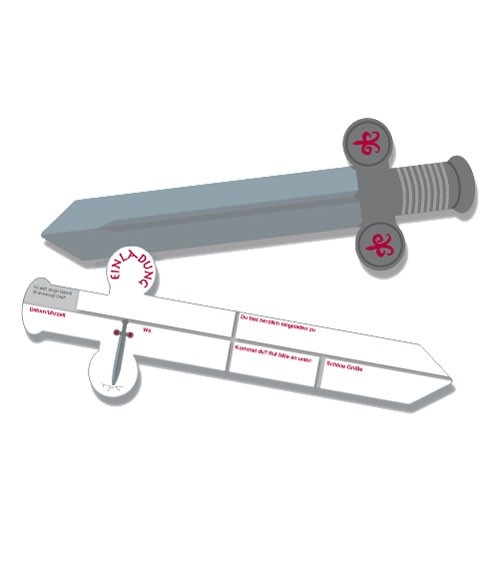 Einladungskarten "Ritterschwert" - 6 Stück