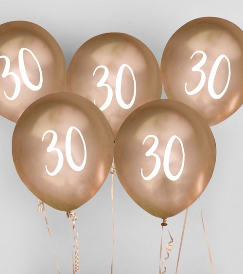 Metallic-Luftballons "30" - gold - 5 Stück