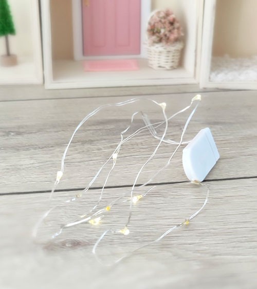 Mini LED-Licht-Draht mit 10 Lampen - blinkend - inkl. Batterien - 1 m