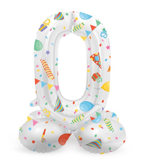 Stehender Folienballon Zahl "0" - Joyful Party - 72 cm