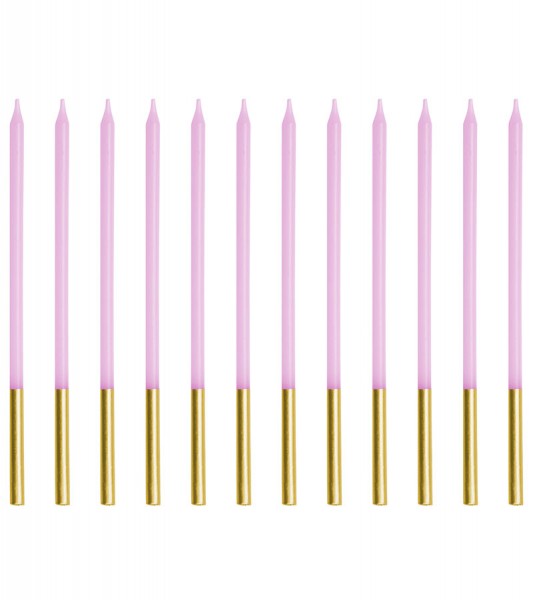 Lange Kuchenkerzen - lavendel & gold - 14 cm - 12 Stück