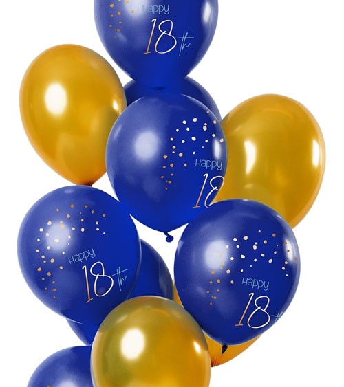 Luftballon-Set "True Blue & Gold - 18. Geburtstag - 12-teilig