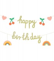 DIY Happy Birthday-Girlande mit Kirschen & Regenbogen - 1 m