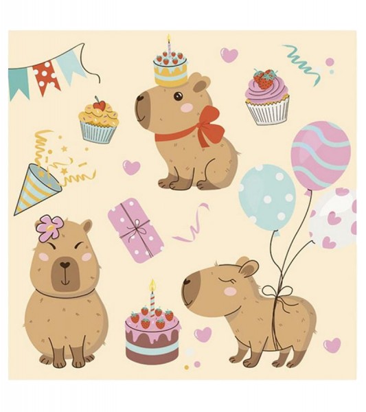 Servietten "Capybara-Party" - 20 Stück