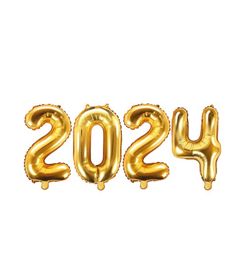 Folienballon-Set "2024" - gold - 35 cm