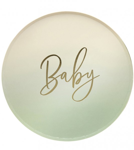 Pappteller "Baby" - salbei ombre - 8 Stück