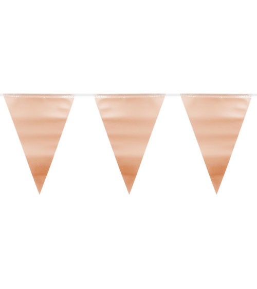 Wimpelgirlande aus Kunststoff - metallic rosegold - 6 m