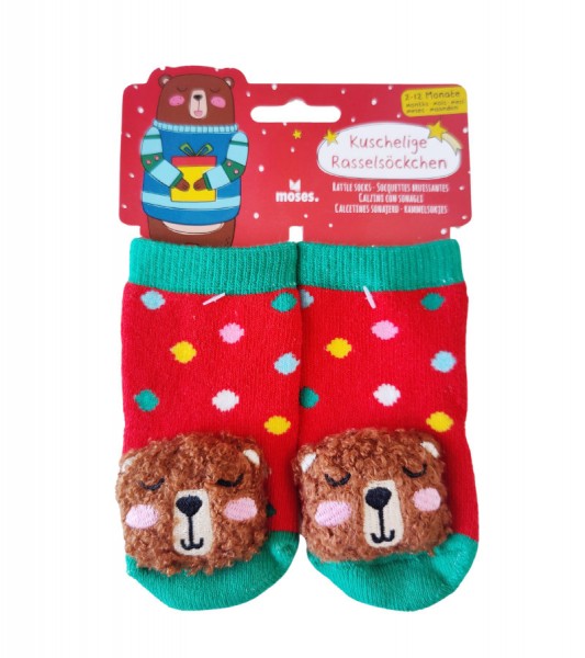 Rasselsöckchen "Weihnachtsfreunde" - 2-12 Monate - sortiert