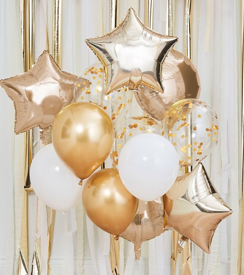 Ballon-Set "Mix it up" - gold & weiß - 12-teilig