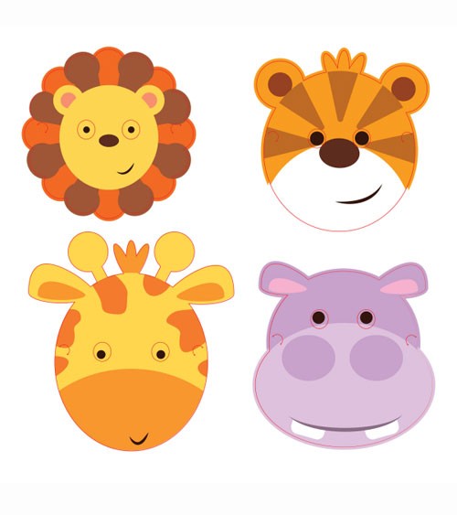 Kindermasken "Safari-Tiere" - 8 Stück