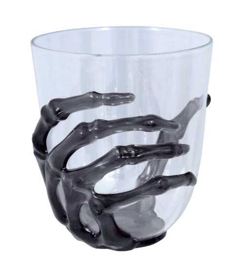 Glas aus Kunststoff mit Skeletthand - 10 cm